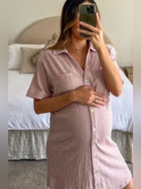 NWT Bae Rise And Lounge Nursing Dress - Pink - Small